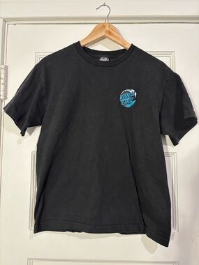 Santa Cruz Skateboards Black Tee with Teal Chest Logo